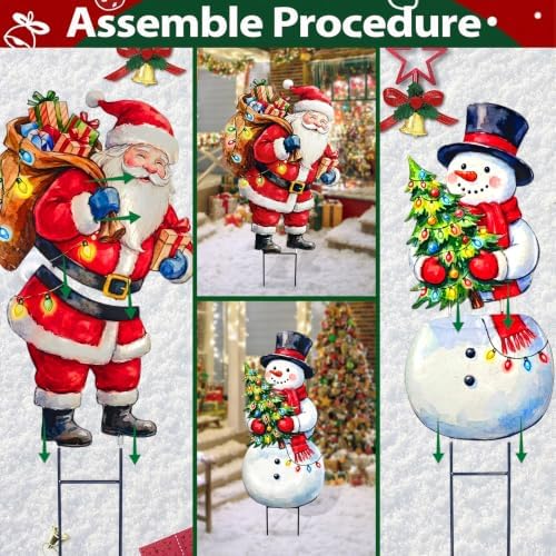 BRIGHTDECK 2 Pack Christmas Snowman Santa Yard Signs Outdoor Decorations - Image 5