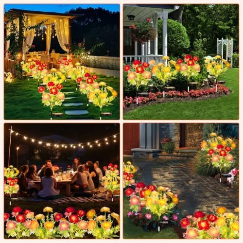 Solar Garden Lights Outdoor, 4 Pack 28 Solar Flower Lights Waterproof - Image 6