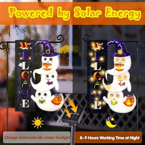 Halloween Lighted Garden Flag, Ghost Yard Decor, 12x18 In - Image 2