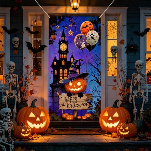 Halloween Door Cover, Fabric Front Door Porch Sign for Halloween Party - Image 4