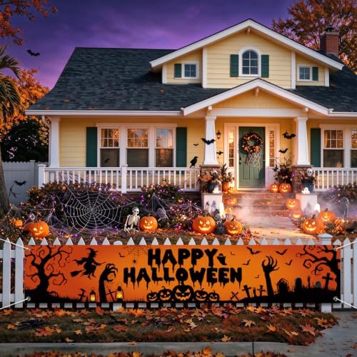 Happy Halloween Banner Outside Halloween Decorations Yard Party Porch Sign - Image 2