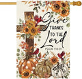 Baccessor Give Thanks To The Lord House Flag 28x40 Inch Double Sided,Cardinal Cross Thanksgiving Day Outside Outdoor Seasonal Burlap Pumpkin Large Garden Flags Home Yard Porch Patio Decoration by Baccessor