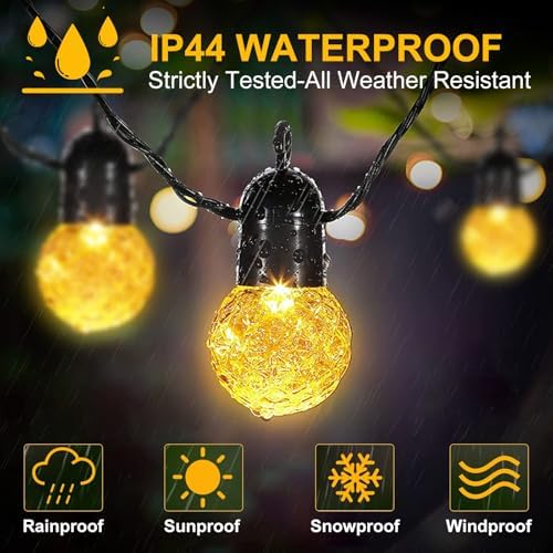 50FT G40 LED Solar String Lights Outdoor Waterproof, Solar & USB-C Charge - Image 3