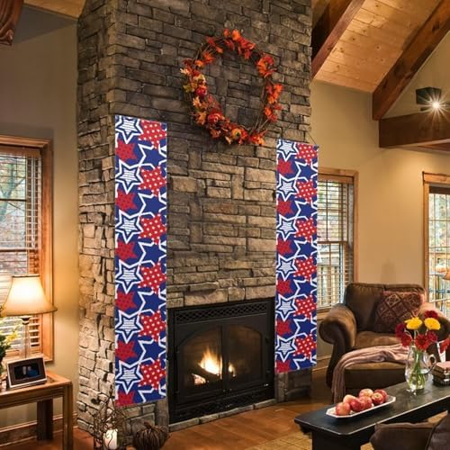 Star American Flag Front Door Hanging Banner Independence Day Summer Porch Sign Hanging Flag Porch Sign for Front Door Outdoor Seasonal Holiday Yard Decor Farmhouse Indoor Wall Backdrop - Image 5