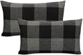 VAKADO 12x20 Inch Pack of 2 Farmhouse Retro Check Plaids Lumbar Throw Pillow Covers Decorative Rectangle Cushion Cases for Sofa Couch Car, Black Grey/Gray by VAKADO
