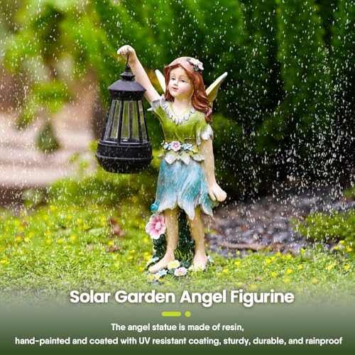 Pohabery Fairy Garden Statue Solar Garden Fairy with Lantern Light Outdoor Decoration Waterproof Solar Sculpture for Patio Yard Lawn Gift for Mom Grandma - Image 3