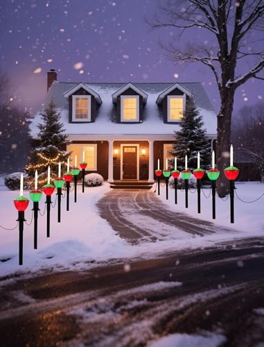 11.5FT Christmas Pathway Lights, 7PK LED Bubble Yard Stake Lights - Image 5