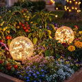 2 Pack 3.94" Warm White Solar Powered Cracked Glass Globe Lights by GVSHINE