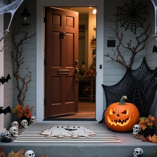 Duraaamo 2 Pcs Halloween Doormat Outdoor Ghost Coir Welcome Mat, Non Slip - Image 4