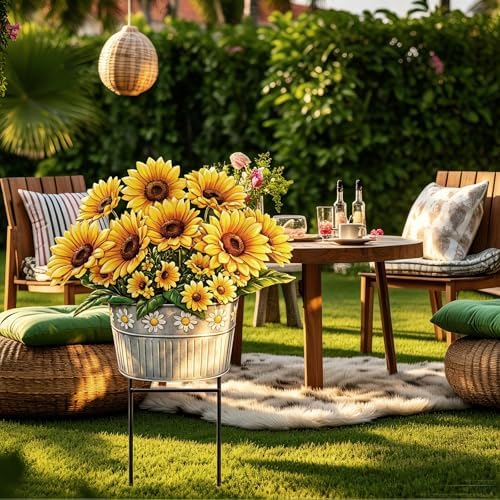 Amyhill 23 Inch Summer Sunflower Outdoor Decoration Metal Garden Stakes - Image 5