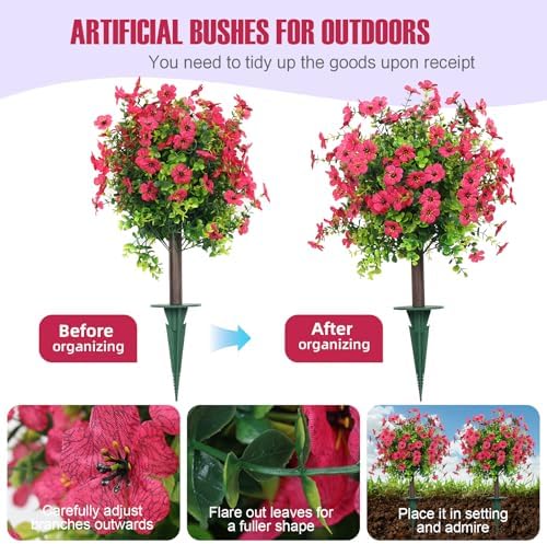 Artificial Shrubs for Outdoors 2‑Pack Rose Red Garden Yard - Image 5