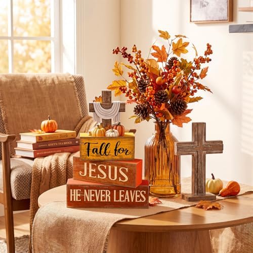 Lineshading 4 Pcs Fall Decoration For Home Fall Religious Wooden Signs - Image 4