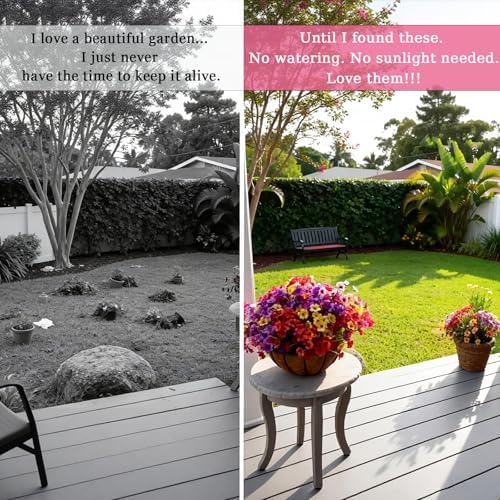 24PCS Fake Flowers Outdoor, UV Resistant Artificial Silk Flowers - Image 5