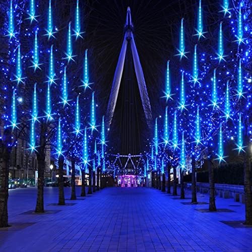 Christmas Meteor Shower Rain Lights - 25 Tube, 600 LED Waterproof Icicle Snow Fall String Lights for Party, Tree, Home, Patio, Outdoor Decoration (Blue) - Image 2