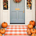 Fall Buffalo Plaid Rug 27.5x43 in, Orange White Indoor Outdoor Rug by PIXFAIRY