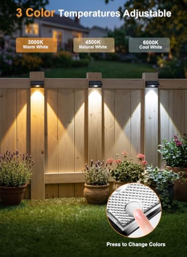 Solar Fence Lights Outdoor,3CCT 3 Modes Fence Lights Solar Powered,12Pack - Image 2