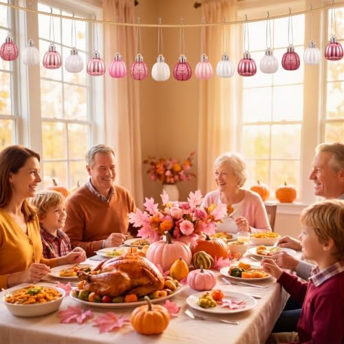 Colingmill 36 Pcs Fall Tree Ornaments, Cute Pink Pumpkin Hanging Ornaments - Image 6