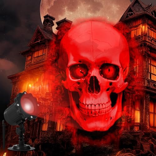Treela Skull Projector Light Outdoor Halloween Decoration, Red, Dynamic by Treela