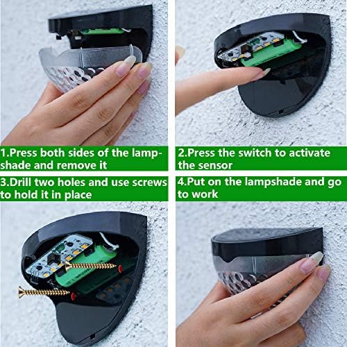 KBP Solar Fence Lights Outdoor Decorative Garden Lights Waterproof Wall Lights for Patio, Yard, Stairway (Black) - Image 5