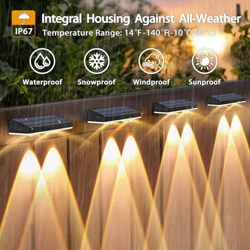 Solar Fence Lights Outdoor, 20 Pack Fence Lights Solar Powered, 3 Color Modes Warm/Natural/Cool White (3000K/4000K/6000K), IP67 Waterproof Dusk to Dawn Solar Lights for Fence, Backyard, Patio, Deck - Image 4