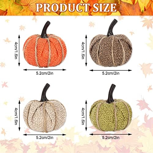 AnyDesign 16Pcs Fall Thanksgiving Pumpkin Hanging Ornament Green Flaxen Orange Brown Burlap Pumpkin Hanging Decors for Autumn Harvest Halloween Christmas Party Tree Mantel Wall Home Decoration - Image 2