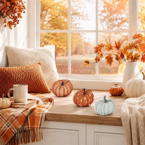 Smile Fall Wooden Decor Set 3-Piece Neutral Pumpkin Tabletop Signs for Autumn Harvest Home Decor - Image 3