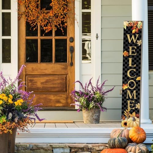 Fall Wooden Porch Sign 47" Autumn Pumpkin Maple Leaf Front Door Welcome Sign Vertical Standing Sign For Garden Home Yard Farmhouse Thanksgiving Decor - Image 5