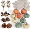 Artmag 25 PCS Pumpkin Decor Set, Artificial Pumpkins Fall Decor for Halloween Thanksgiving Decorations with Acorns, Pinecones, Berries, Maple Leaves for Home Table by Artmag