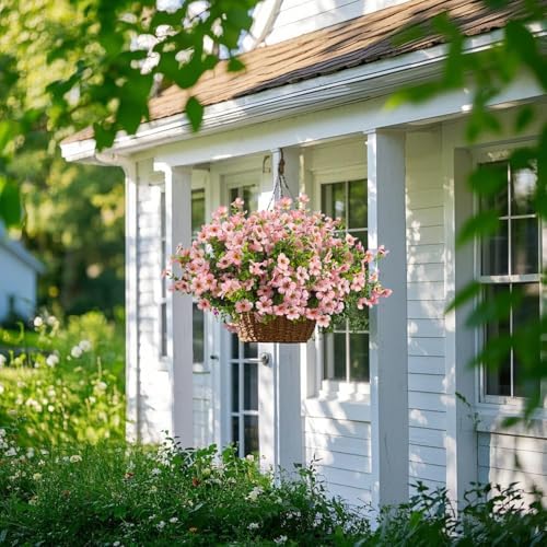 Grunyia Artificial Fake Flowers for Outdoor Spring Decoration, 16 Bundles Faux Silk Colorful Daisy UV Resistant Realistic for Outside Porch Patio Home Yard Garden Planters Pots Window Box (Pink) - Image 5