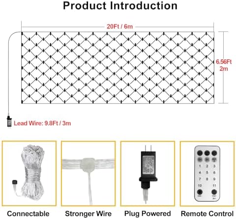 Dual Color Changing Net Lights 20x6.6ft Christmas Lights with Remote Timer - Image 5