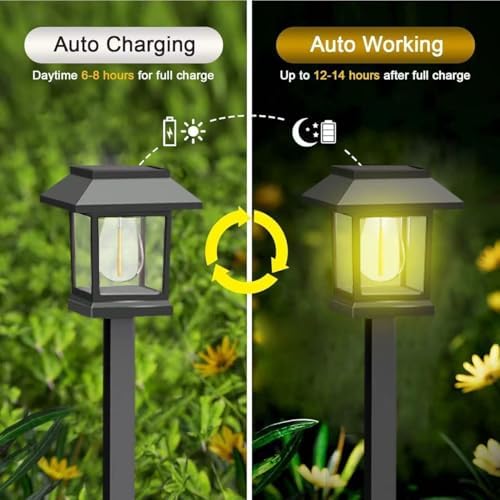 Solar Pathway Lights, 4Pack Upgraded Brighter Solar Garden Lights Garden Decor, Up to 10 Hours Outdoor Solar Lights for Yard Landscape Lighting Path Walkway Driveway Sidewalk，3000K - Image 3