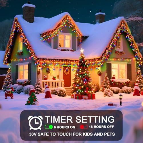 98 Ft Ice Light for Outside, 900 LED Christmas Lights Outdoor Plug in, Christmas Ice Lighting with 8 Modes & Timer for Holiday, Party, Wedding, House, Patio, Outdoor Decor(Multicolor) - Image 4