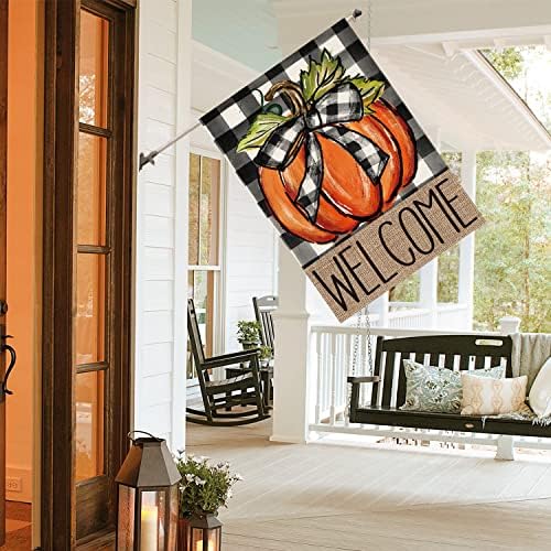 AVOIN colorlife Fall Thanksgiving Pumpkin Welcome House Flag 28x40 Inch - Image 5