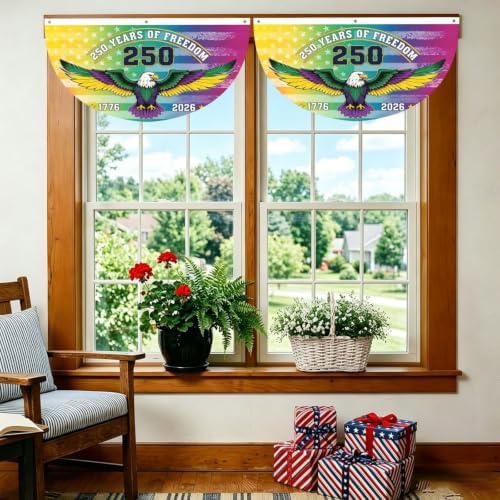 250th Usa Patriotic Semicircular Hanging Decorative Bunting Flag 2pcs - Image 6