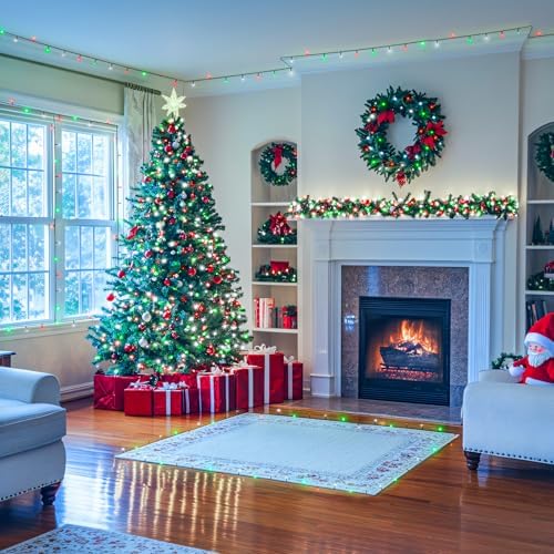 JMEXSUSS 250 LED Christmas Lights, Red White and Green Light Plug in - Image 3