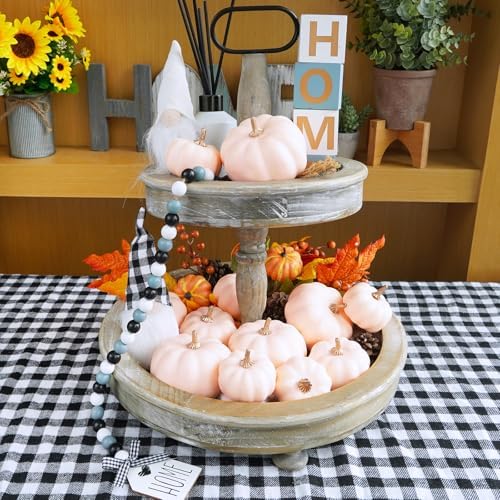 Winlyn 12 Pcs Assorted Small Light Pink Artificial Pumpkins Decorative Pumpkins Harvest Foam Pumpkins Pink Fall Decor for Baby Shower Autumn Wedding Thanksgiving Tiered Tray Wreath Table Centerpiece - Image 7