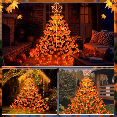 Huquary Fall Maple Leaves Waterfall String Lights Led, 2 ft - Image 5