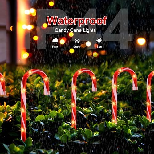 10 Pack Candy Cane Pathway Lights, Light Up Outdoor Christmas Decoration - Image 6