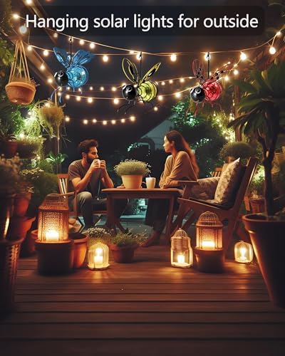 Lighted Outdoor Display - Solar Powered Hanging Bee Decor with Bouncy Springs - Outdoor Hanging Solar Lights for Christmas Garden, Yard, Patio, Porch (Blue) - Image 6
