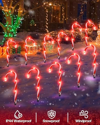 FREECUBE 12 Pack Smart Candy Cane Pathway Lights, LED Candy Cane Lights with APP Control, Dimming, Timer, DIY, Color Changing Christmas Decoration for Yard Patio Walkway - Image 6