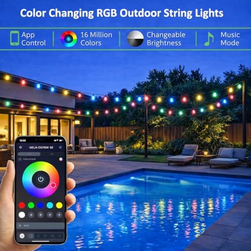 Outdoor String Lights Waterproof Patio Lights Color Changing for Backyard - Image 4