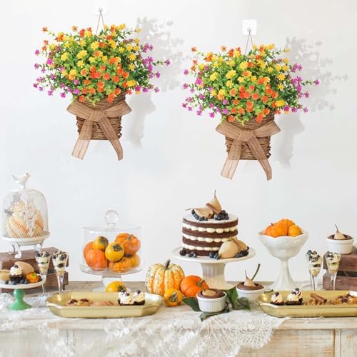 Dolicer Door Hanger Basket Wreath 13.8 in Hanging Outdoor Artificial Flower - Image 5
