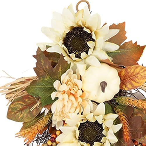 Fancyes Teardrop Wreath Garland Front Door Fall Harvest Swag Wreath Artificial Wall Swag for Outdoor and Indoor Holiday Festivals Stairs Farmhouse, 45cm - Image 4