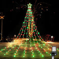 BlcTec Outdoor Christmas Decorations 317 LEDs Christmas Lights with 9 Strands 11.9ft Waterfall Christmas Tree Lights, 8 Modes, Waterproof, Topper Star & Timer for Yard Patio Xmas Décor, Red Green by BlcTec