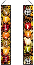 IVN Welcome Fall Pumpkin Porch Banners 12x71 Inch Set of 2 by IVN