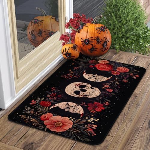 Halloween Welcome Door Mat,Funny Halloween Doormat for Front Door Outdoor,Halloween Skull Non-Skid Floor Mat Halloween Kitchen Decoration Door Mats Indoor Bedroom Doormats 17x30 inch - Image 7