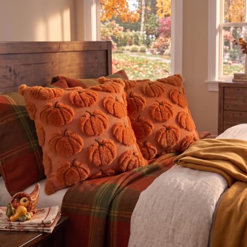 Fall Pillow Covers Pumpkin Fall Decor 20x20 Set of 2 Caramel - Image 5