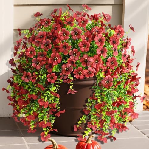 Homsunny Artificial Fake Mums Flowers Plants for Outdoor Decoration Brown by HomeD%C3%A9cor