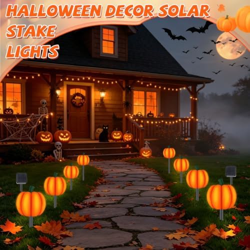 2Sets 4-in-1 Pumpkin Solar Lights Outdoor Halloween Decor Fall Stake Lights - Image 7