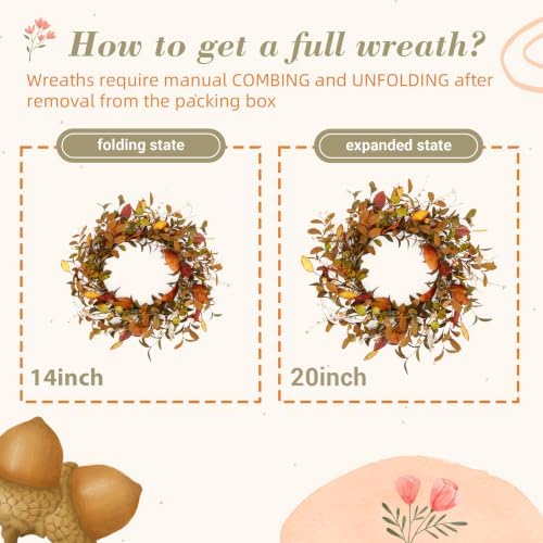 YNYLCHMX 20" Fall Wreath for Front Door, Eucalyptus, Berry and Magnolia - Image 3